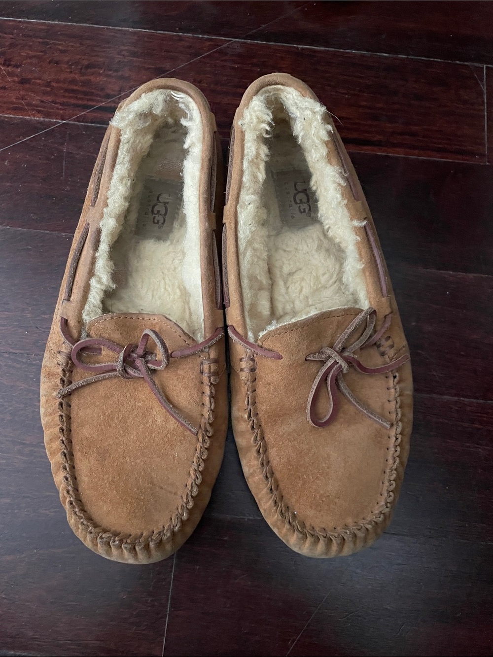 UGG Chestnut Suede Women's Moccasin Slippers in Chestnut Brown